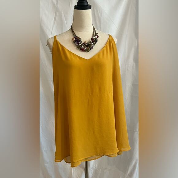 Torrid Women’s Yellow Soft Flowy Chiffon Cami Adjustable Straps V-Neck Size 5X - Picture 4 of 13